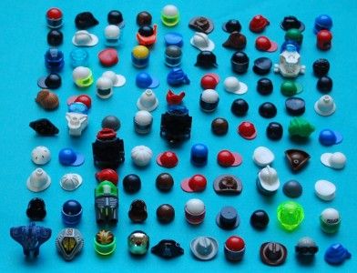 JOB LOT 100 MINIFIGURE HATS/HELMETS/BANDANA/HAIR/DIVING/COWBOY/SPACE 