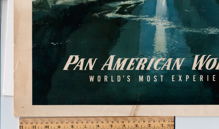 ORIGINAL Vintage Airline Travel Poster PAN AMERICAN WORLD AIRWAYS PAN 