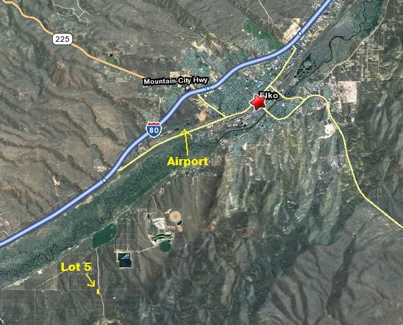   area showing Elko interstate 80 location of airport and lot 5 for sale