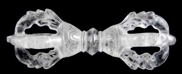 Exquisite Hand Carved Quartz Crystal Tibetan Buddhist Dorje Vajra 