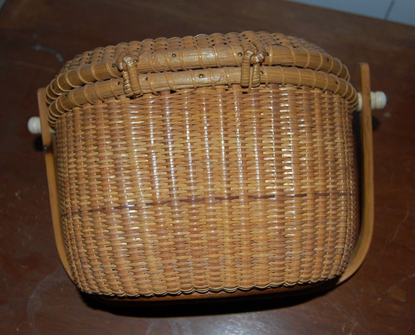 VINTAGE ANTIQUE NANTUCKET LIGHTSHIP FRIENDSHIP BASKET PURSE NAUTICAL 