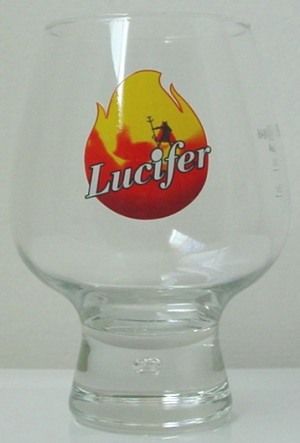 LUCIFER Belgian Ale SNIFTER BEER Glasses   PAIR   Rare  