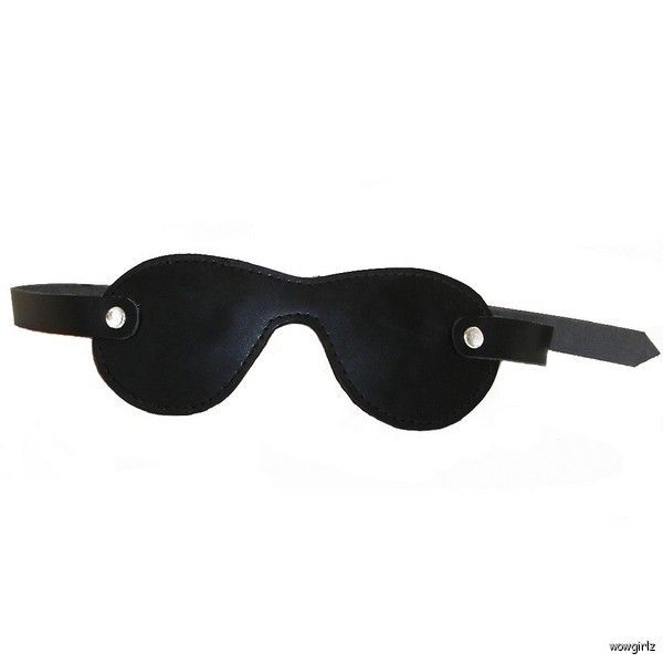 BLACK LEATHER   SPY EYE BLINDFOLD   SENSUAL   FITS ALL  