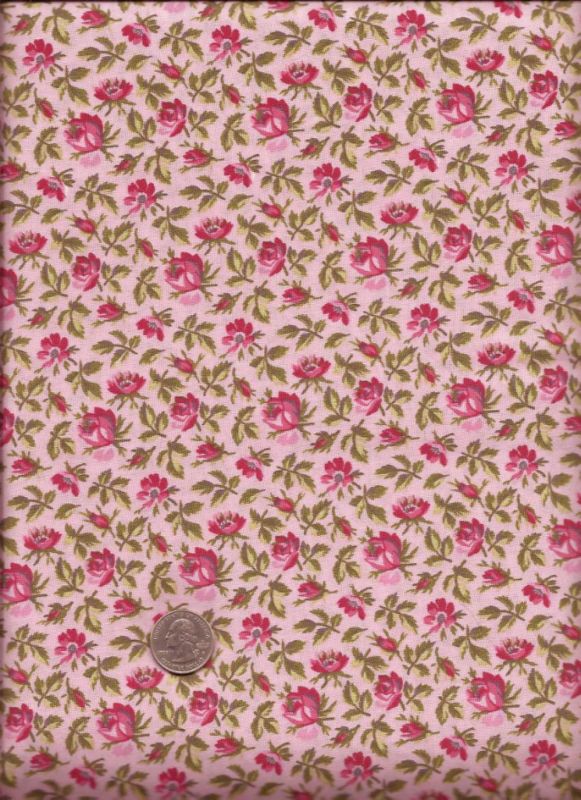 Savon Bouquet Rosebuds Print on pink Fabric by Verna Mosquera  