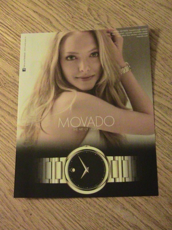 MOVADO WATCH ADVERTISEMENT AMANDA SEYFRIED AD LADY ART  