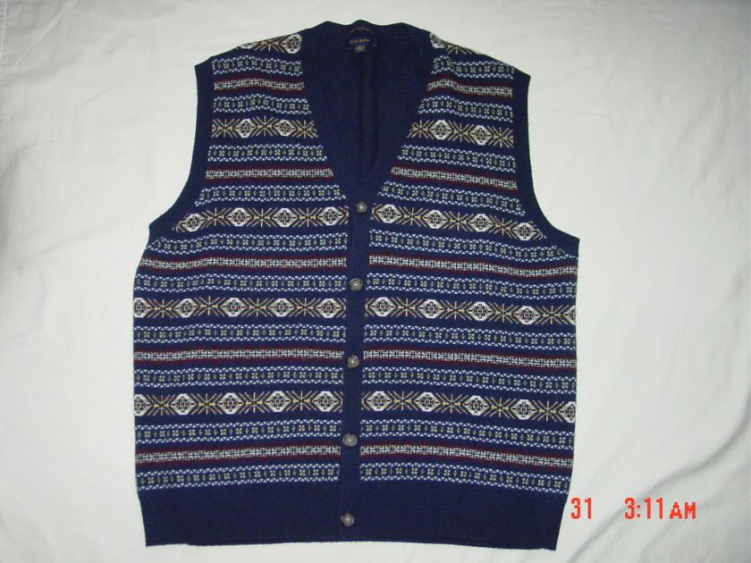 CLUB ROOM Button front cashmere vest Nice cond MXL  