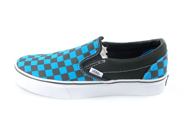 VANS CLASSIC SLIP ON CHECKERBOARD BLUE JEWEL/BLACK VANS MENS SHOES 