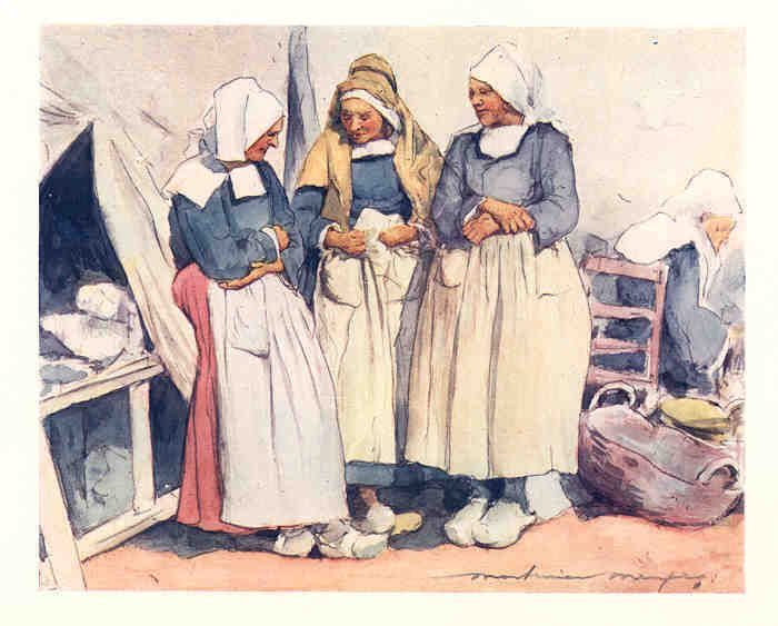 France Brittany. Vannes. GOSSIPS. Group of Ladies chatting.Vintage 