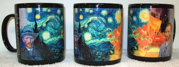 VINCENT VAN GOGH COFFEE MUG w IMPRINT PAINTINGS [4608] 802285128802 