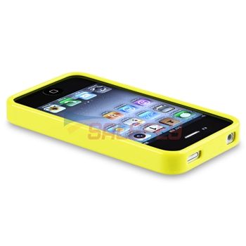 Yellow Bumper Case Cover+Privacy Protector Accessory For iPhone 4 4G 