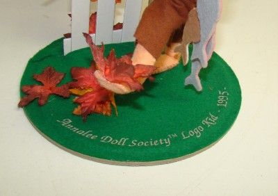 ANNALEE DOLL SOCIETY 1995 FALL LEAVES LOGO KID GOING FISHING #9658 