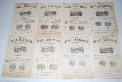 Lot Old Antique 1878 Belle Jardiniere Advertising Cards  