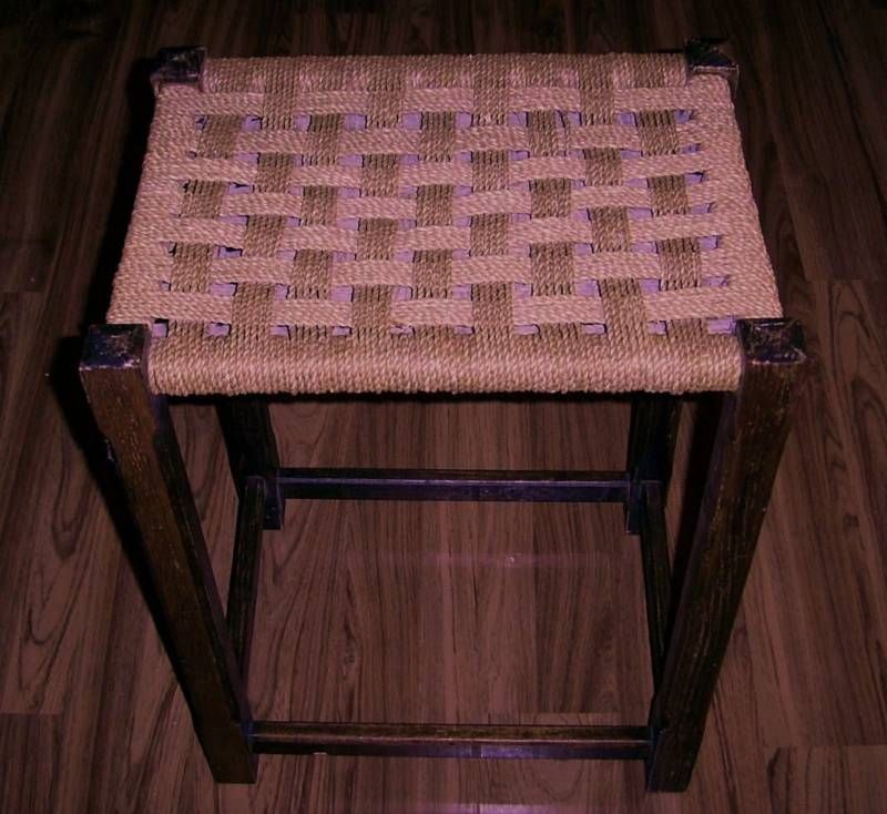 Vintage Shaker Style WOODEN STOOL with WOVEN SEAT COOL  