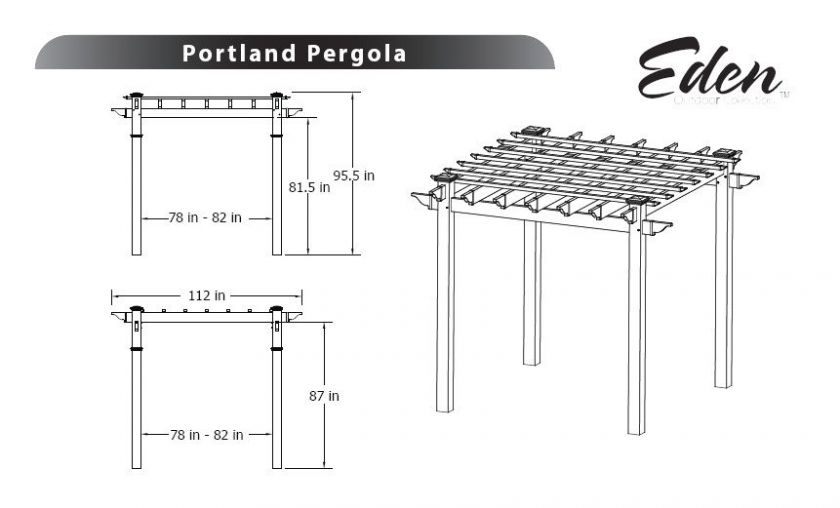 NEW ENGLAND ARBOR EDEN PORTLAND PERGOLA VA64998 DECORATIVE PERGOLAS 