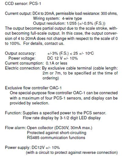 NEW Tokyo PCS 1 CCD Sensor Flowmeter Purgemeter Pure Liquid Chemical 