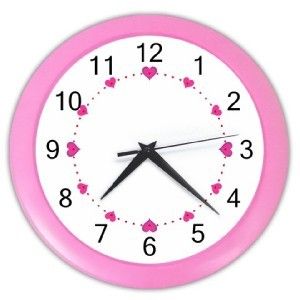 Arabic Numeral Pink Heart 10 Round Home Wall Clock New  