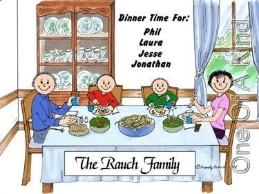 Personalized Cartoon Mug   Family Home BBQ Dinner  