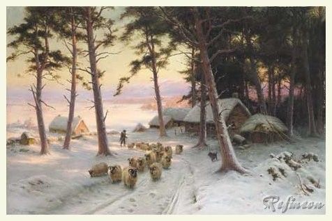 Joseph Farquharson Homeward Thru Glistening Snow repro  