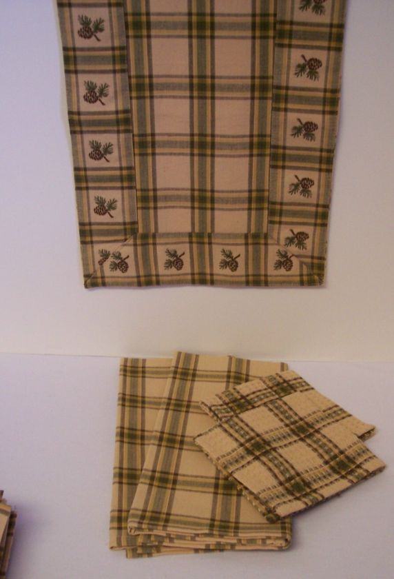 Park Design Pine Lodge Table Runner, 2 Dishtowels, 2 Dish Cloth Set 