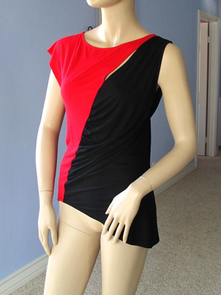 Bebe CRR Color Block Asym Hem Keyhole Cutouts Top NWT$69  M   