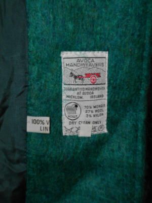 DESCRIPTION AVOCA HANDWEAVERS IRISH HAIRY MOHAIR JACKET L ****PLEASE 