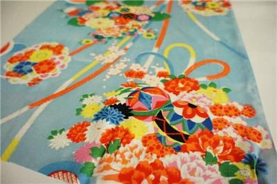 Baby Blue* Vintage Japanese Girl Kimono Fabric  