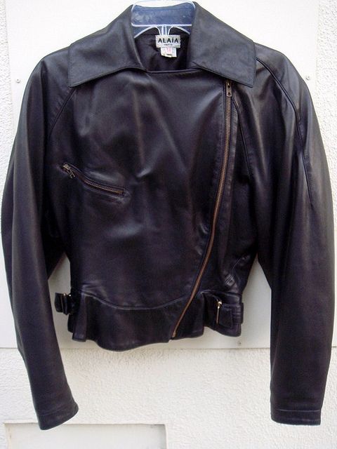 AZZEDINE ALAIA 80s Motorcycle Black Leather Jacket S  