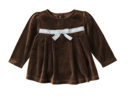 NWT Gymboree Baby Girl Dressy Brown Velour Swing Top  