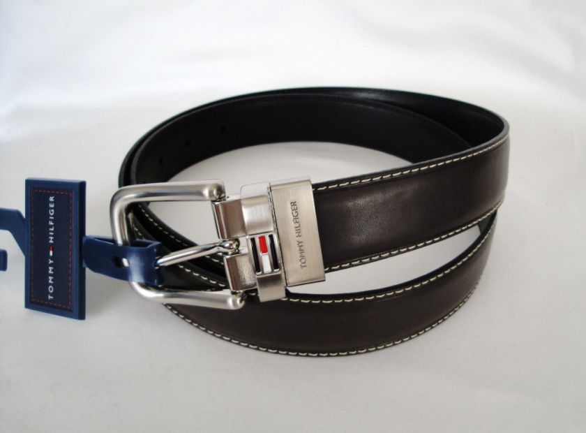 NWT TOMMY HILFIGER Reversible Belt Black/Brown size 32 34 36 38 40 42