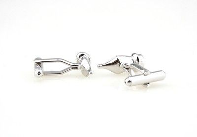 CUFFLINKS SILVER WRITER FOUNTAIN PEN QUILL INK SCHOOL TEACHER 