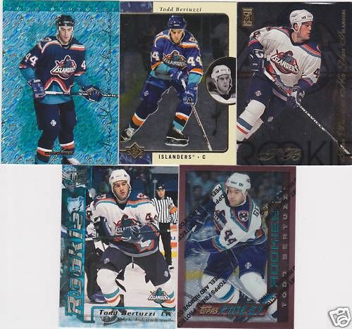 Lot of 5 different   1995/96 TODD BERTUZZI RC Rookies  