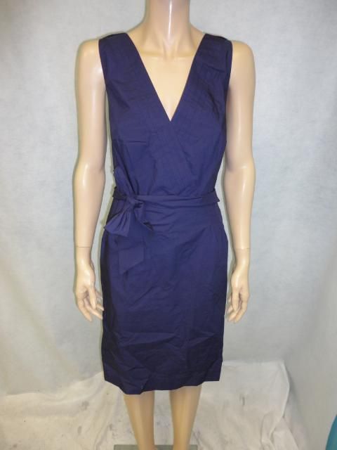 Banana Republic Dark Purple Cotton V Neck S/L Work Dress 16T Tall XL 