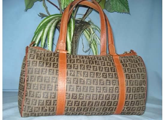 AUTH. FENDI MONOGRAMMED SIGNATURE SPEEDY SATCHEL PURSE  