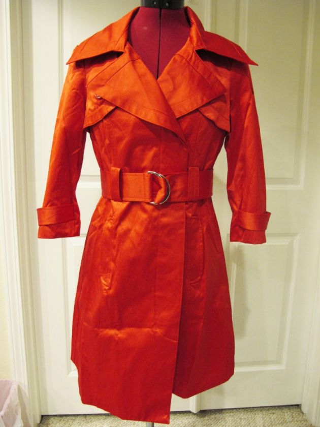 Brand New bebe Belted Trench Jacket Coat In Red Color Size XS  