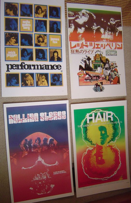 POSTER LOT Rolling Stones Hair Led Zeppelin Music &  