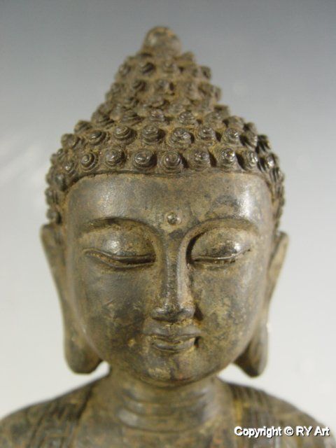 RARE OLD BRONZE SHAKYAMUNI BUDDHA 11 H  