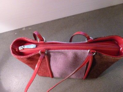 Berge Italy Italian Leather & Wool Shades of Red Purse  