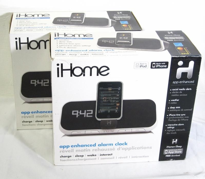 IHOME IA5 APP ENHANCED ALARM CLOCK SPEAKER SYS FOR IPOD / IPHONE 