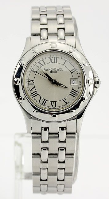 AUTHENTIC LADIES RAYMOND WEIL TANGO DATE STEEL BRACELET WATCH 28 MM 