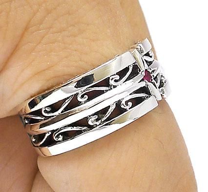   RUBY STERLING SILVER BAND RING Sz 13 NEW PUNK ROCK EMO 925 NEW  