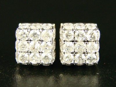 MENS LADIES ICE CUBE BIG DIAMOND STUD EARRINGS 4.25 CT  