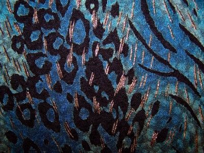 AVATAR BLUE GOLD FOIL ANIMAL PRINT FUKURO LYCRA STRETCH FABRIC 1 YARD 