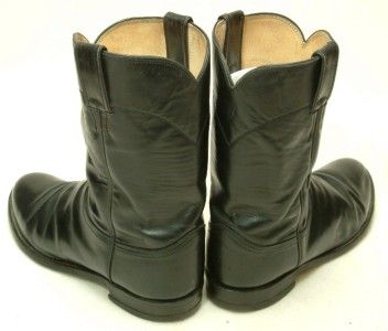 Vintage USA Made Justin Black Glove Leather Roper Cowboy Riding Boots 