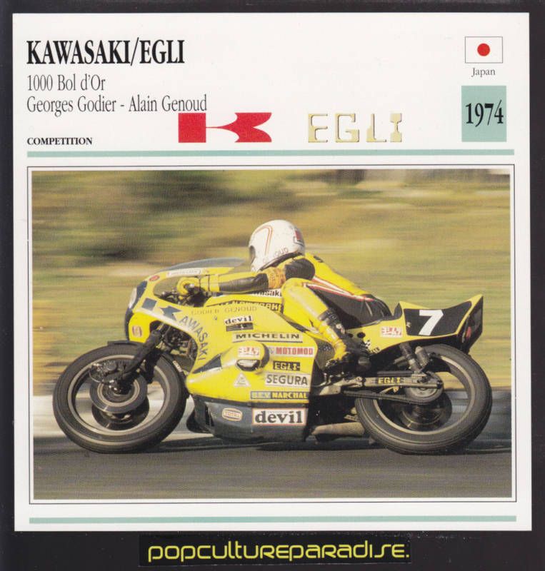 1974 KAWASAKI EGLI 1000 Bol DOr GODIER & GENOUD CARD  