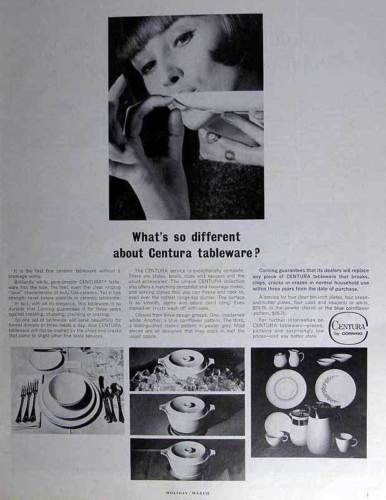 1964 Centura by Corning ceramic no break tableware AD  