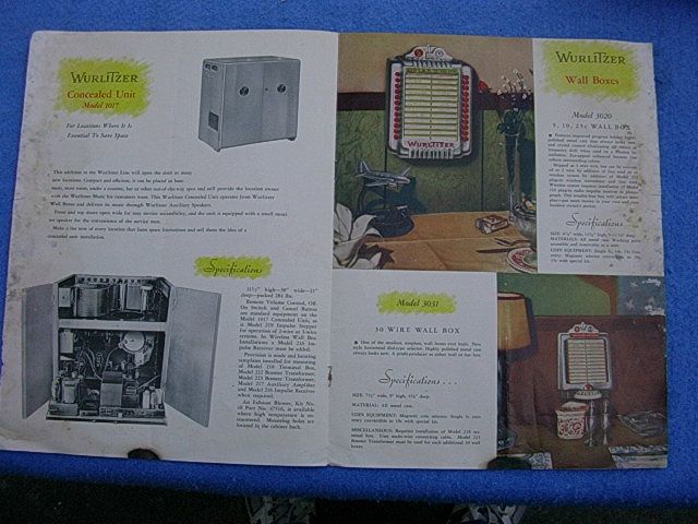 Wurlitzer 1015 1080 1017 3020 3031 4000 4002 + brochure  