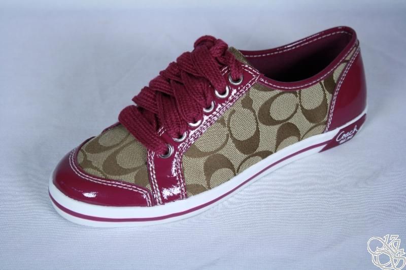 COACH Brodi 12CM Signature C Crinkle Khaki/Plum Womens Sneakers Shoes 