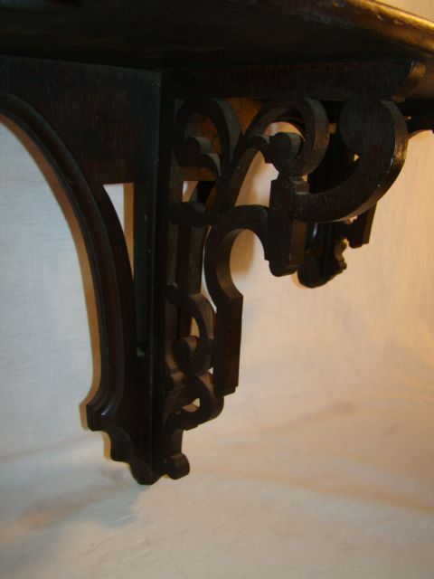 LG Antique 19thC Victorian GOTHIC Wall Hanging PARLOR MIRROR Shelf 