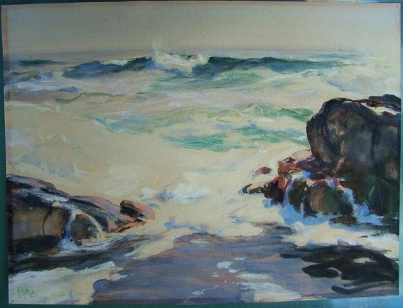   Russell Butler 1856 1934 New jersey California Artist Seascape Signed