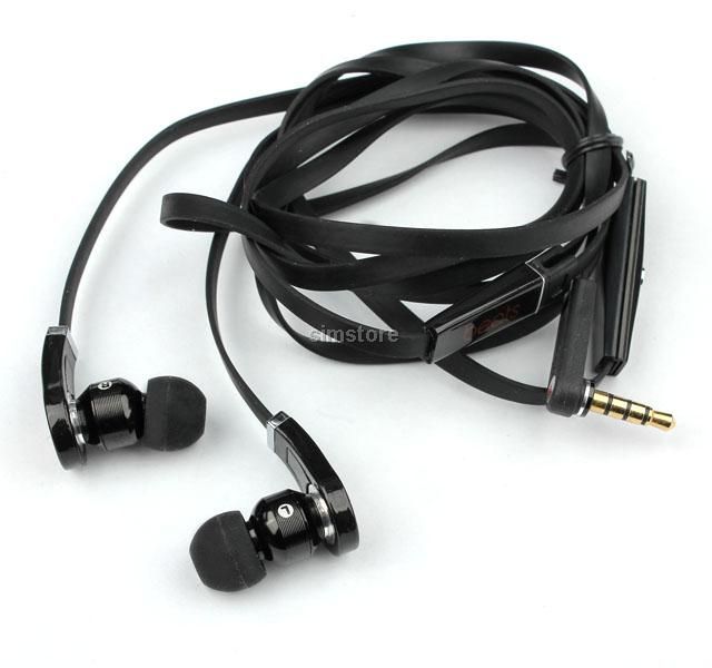 5mm in ear black headphone earphone headset w/ MIC for iphone ipod 